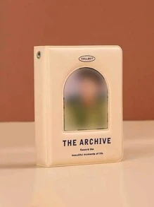 1 pieza Álbum de fotos con estampado de letra - Beis - Ver 1