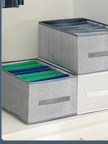 1pc Multi-Grid Clothes Storage Box,Boho Vibes - Grey - View 3