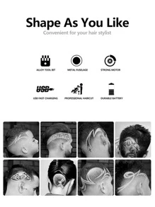 1pc Zinc Alloy Hair Clipper, Modern Chinese Dragon Detail Digital Display Hair Trimmer For Men - Bronze - View 4