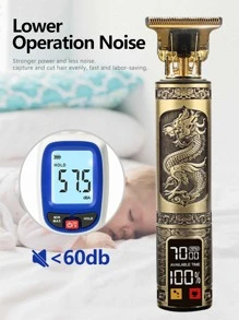 1pc Zinc Alloy Hair Clipper, Modern Chinese Dragon Detail Digital Display Hair Trimmer For Men - Bronze - View 6