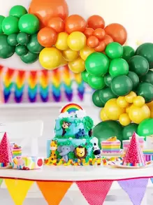 104入組綠色橘色黃色氣球花環套件適用於叢林恐龍主題生日派對新生兒派對 - 彩色 - 查看 4