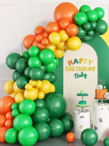 104入組綠色橘色黃色氣球花環套件適用於叢林恐龍主題生日派對新生兒派對 - 彩色 - 查看 1