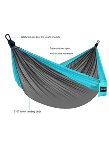 1pc Two Tone Camping Hammock - Black - View 2