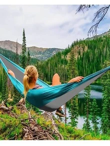 1pc Two Tone Camping Hammock - Black - View 1