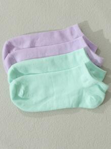 10 雙/套多色女式夏季薄襪，包括素色和踝/小腿中部船襪 - 彩色 - 查看 3