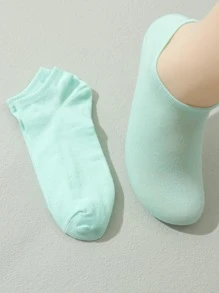 10 雙/套多色女式夏季薄襪，包括素色和踝/小腿中部船襪 - 彩色 - 查看 5