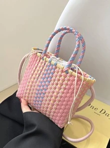 Bolso de mano de moda de colores tejido - Rojo - Ver 1