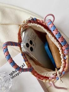 Bolso de mano de moda de colores tejido - Rojo - Ver 5