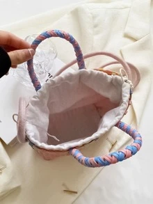 Bolso de mano de moda de colores tejido - Rojo - Ver 4