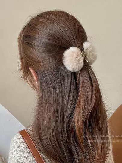 1pc Women Fashion Butterfly Fluffy Hair Claw Cute,Hair Accessories,Claw Clips,Hair Jaw Clip,Hair Clutch, School Stuff, College Fall Winter Hair Clip For Vacation Outfits Woman