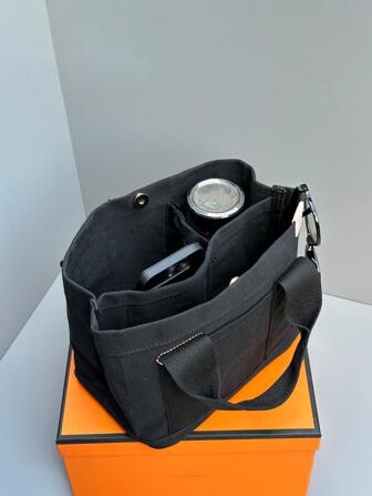 Canvas Tote Bag Large Capacity Women's Lunch Bag Multilayer Casual Handbag Fashion Small Phone Bag, Women Faux Leather Flap Crossbody Bag With Adjustable Strap, Japanese Bag