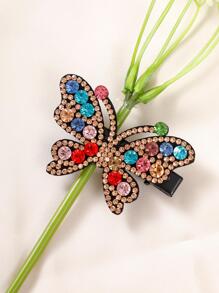 水鑽蝴蝶裝飾鴨嘴夾 - 彩色 - 查看 2