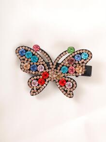 水鑽蝴蝶裝飾鴨嘴夾 - 彩色 - 查看 3