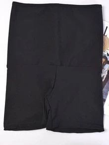 Solid High Waist Cycling Shorts - Black - View 6