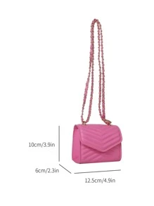 Mini Chevron Quilted Square Bag Flap Chain pink - Pink - View 2