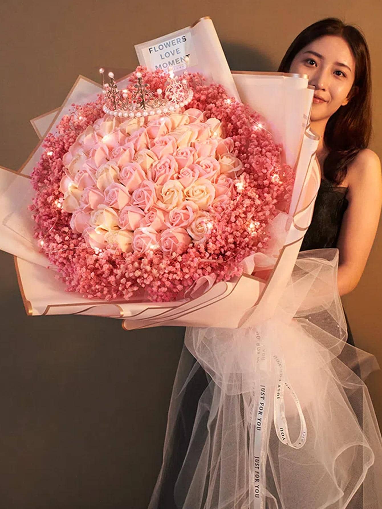 1入組素色花包裝纱线 - 白色 - 查看 1