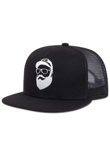 男士人像刺繡棒球帽，街頭風格 - 黑色 - 查看 1