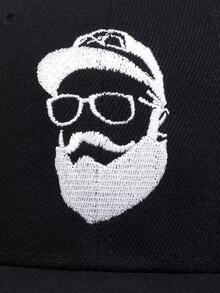 男士人像刺繡棒球帽，街頭風格 - 黑色 - 查看 5