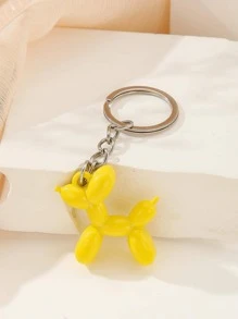 卡通狗吊墜鑰匙圈 - 黃色 - 查看 1