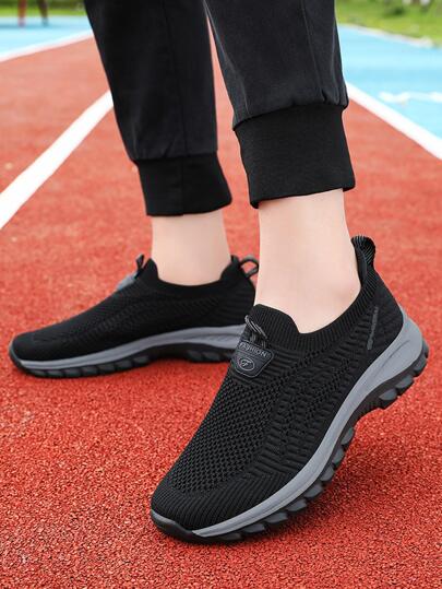 Men Letter Graphic Slip On Low-top Running Shoes, Sporty Outdoor Sneakers