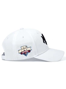 AR 1頂男式哥德字母側邊刺繡幾何圖案棒球帽，戶外可調節防曬帽，適用於春秋旅行海灘派對街頭 - 白色 - 查看 3