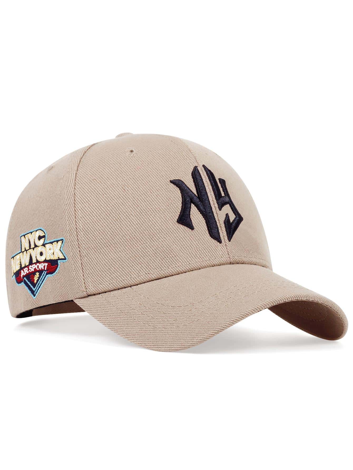 1 pieza de gorra de béisbol gótica para hombres con protección solar, bordado de letras y formas geométricas, ajustable, adecuada para viajes de primavera y otoño, fiestas en la playa y la calle - Caqui - Ver 1