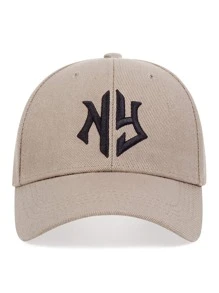 1 pieza de gorra de béisbol gótica para hombres con protección solar, bordado de letras y formas geométricas, ajustable, adecuada para viajes de primavera y otoño, fiestas en la playa y la calle - Caqui - Ver 2