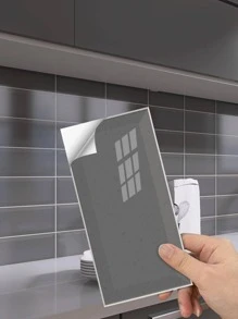 10pcs/set Oil-proof PVC Wallpaper, Modern Grey Waterproof Self Adhesive Wall Sticker For Kitchen - Grey - View 1