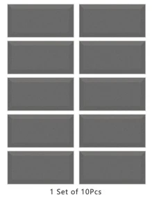 10pcs/set Oil-proof PVC Wallpaper, Modern Grey Waterproof Self Adhesive Wall Sticker For Kitchen - Grey - View 4