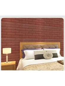 5pcs PE 3D Wall Panel, Modern Anti-collision Wall Sticker For Home - Brown - View 3