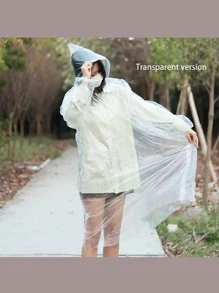 1pc PVC Raincoat, Modern Clear Portable Disposable Raincoat For Outdoor - Green - View 1