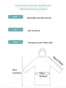 1pc PVC Raincoat, Modern Clear Portable Disposable Raincoat For Outdoor - Green - View 4