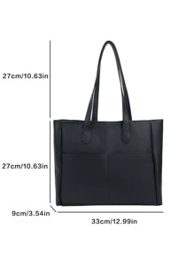 Minimalist Black Double Handle Square Bag - Black - View 7