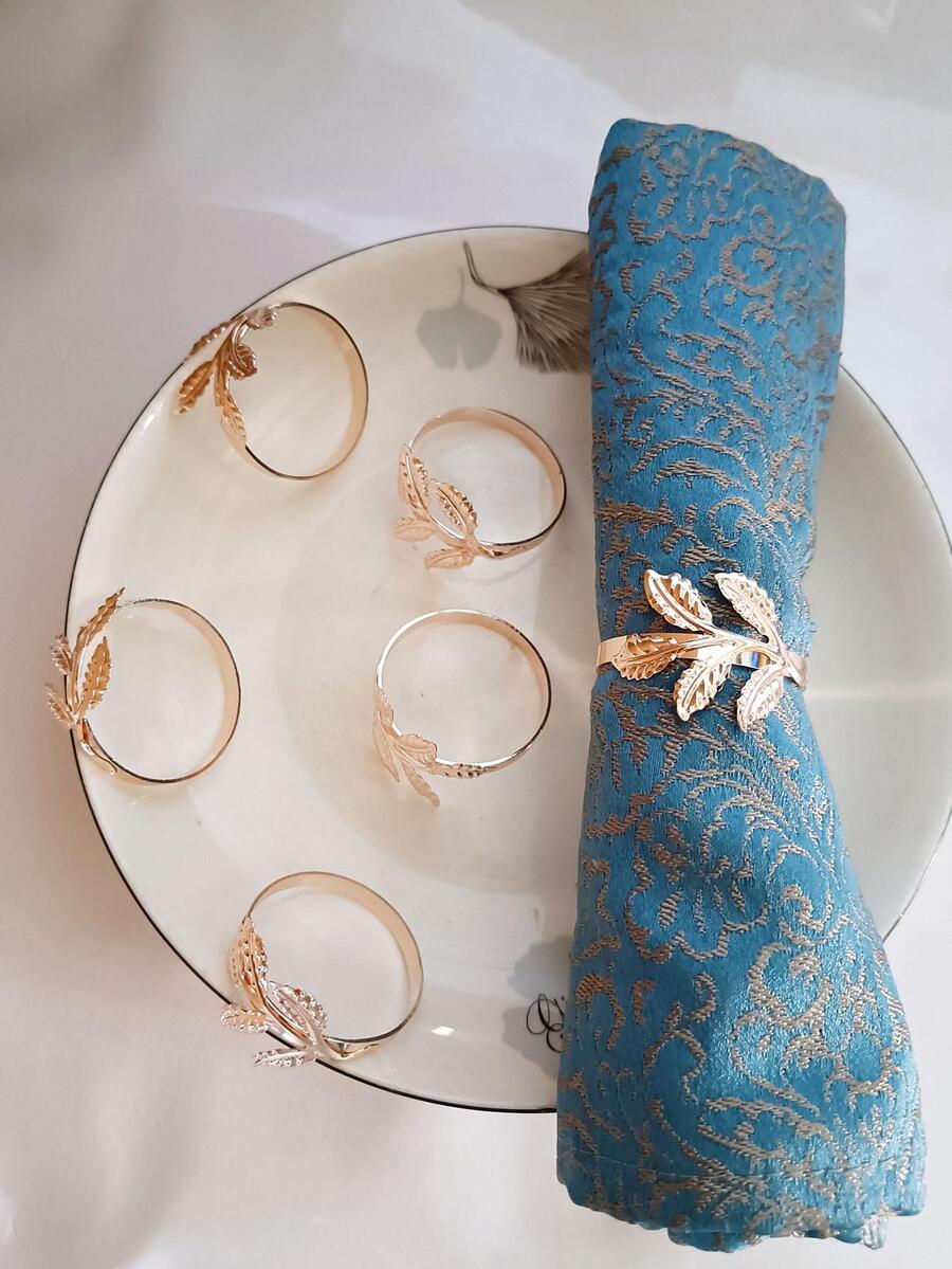 6入組樹葉設計餐巾環 - 粉色 - 查看 1