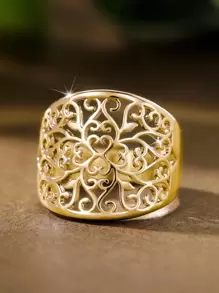 Anillo hueco de moda para mujer - Amarillo Oro - Ver 1