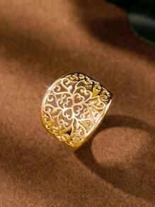 Anillo hueco de moda para mujer - Amarillo Oro - Ver 2