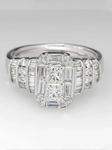 Nam Khối Zirconia  Trang trí Nhẫn Màu bạc Đồng Đúng mốt Phổ biến nhất Đồ trang sức Qủa tặng Buổi tiệc - Bạc - Xem 4