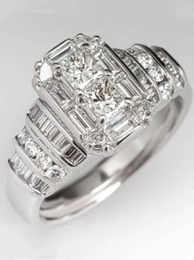 Nam Khối Zirconia  Trang trí Nhẫn Màu bạc Đồng Đúng mốt Phổ biến nhất Đồ trang sức Qủa tặng Buổi tiệc - Bạc - Xem 1