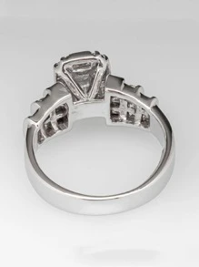 Nam Khối Zirconia  Trang trí Nhẫn Màu bạc Đồng Đúng mốt Phổ biến nhất Đồ trang sức Qủa tặng Buổi tiệc - Bạc - Xem 5