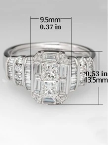 Nam Khối Zirconia  Trang trí Nhẫn Màu bạc Đồng Đúng mốt Phổ biến nhất Đồ trang sức Qủa tặng Buổi tiệc - Bạc - Xem 7