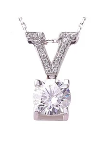 Vòng cổ mặt tròn đính đá Cubic Zirconia - Bạc - Xem 6