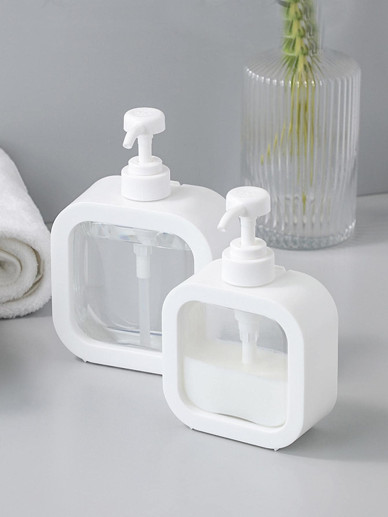 1pc Clear Lotion Dispenser - White - View 1