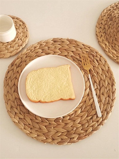 1/4pcs Natural Woven Gourd Placemats, Round Placemat, Rattan Placemat, Water Gourd Hand-Woven Placemat, Woven Placemat Set, Dinner Plate Heat/Slip Resistant Table Mat, For Home Dinning Room And Restaurant, Home Supplies, Stylish Decorative Coasters With Durable Surface Protection, Fits Modern & Traditional Home Decor