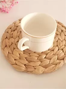 1/4 件天然编织葫芦餐垫、圆形餐垫、藤条餐垫、水葫芦手工编织餐垫、编织餐垫套装、餐盘耐热/防滑桌垫,适用于家庭餐厅和餐厅、家居用品、时尚装饰杯垫,具有耐用表面保护,适合现代和传统家居装饰 - 駝色 - 查看 9