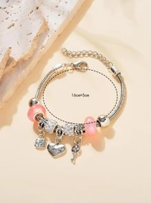 1pc Heart, Animal, Insect, Flower Charm Bracelet, Elegant & Luxurious Style (No Box) - Multicolor - View 3