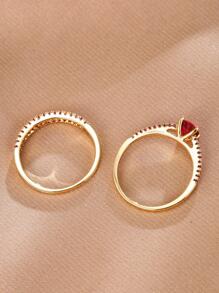 2pcs/set Cubic Zirconia Decor Ring