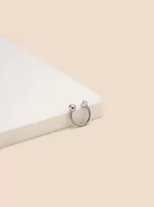 1入組前衛不銹鋼方晶鋯石和球裝飾鼻環適合女士日常裝飾