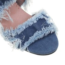 Sandalias mezclilla de tacón alto - Azul - Ver 4