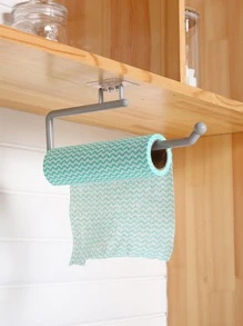 1 giá đựng khăn giấy PP màu xám, giá đựng màng bám không đục lỗ, cho nhà bếp và phòng tắm dụng cụ nhỏ - Xám - Xem 1