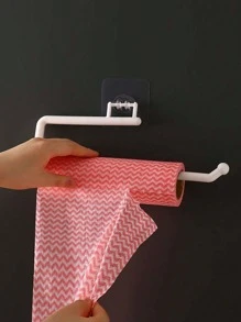 1 giá đựng khăn giấy PP màu xám, giá đựng màng bám không đục lỗ, cho nhà bếp và phòng tắm dụng cụ nhỏ - Xám - Xem 2